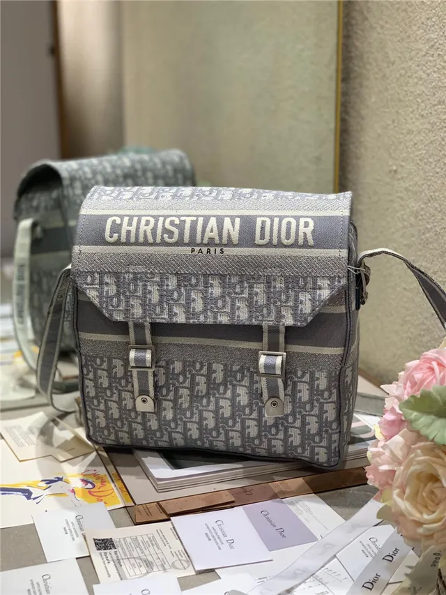 Dior Navy Beige Monogram Canvas Flap-Top Messenger Bag 8