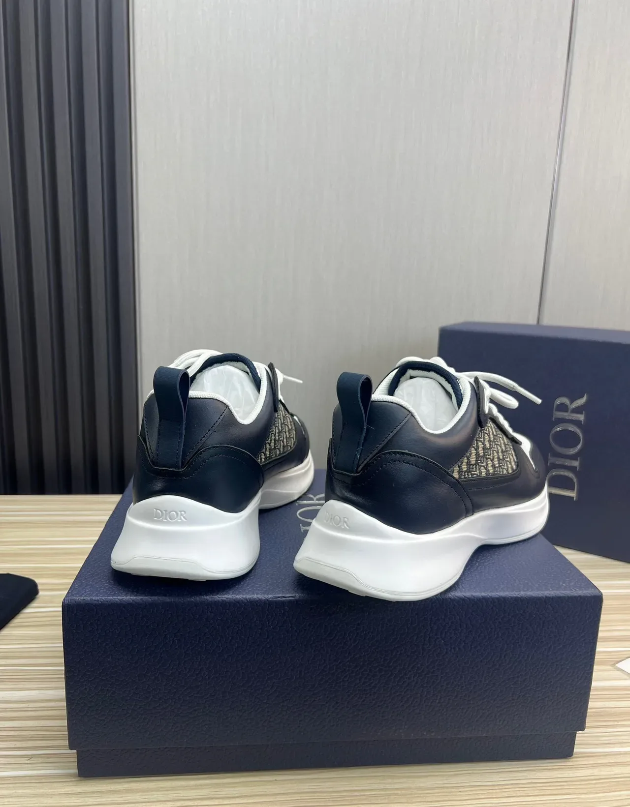 Dior Navy White Monogrammed Textile Panel Perforated Toe Cap Lifestyle Sneakers 6