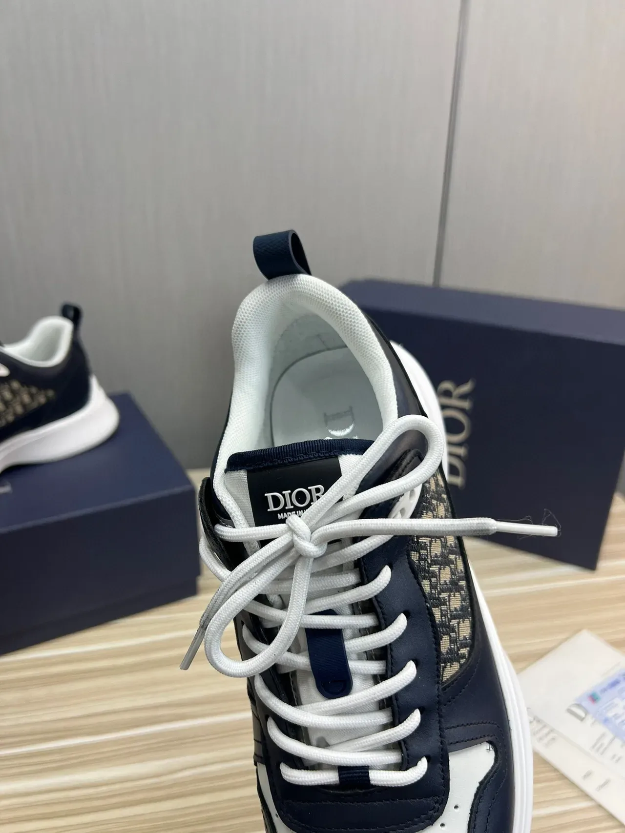 Dior Navy White Monogrammed Textile Panel Perforated Toe Cap Lifestyle Sneakers 8