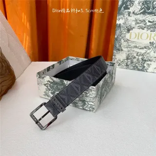 Dior Oblique Black Silver Embossed Monogram Gunmetal Pin Buckle Leather Belt