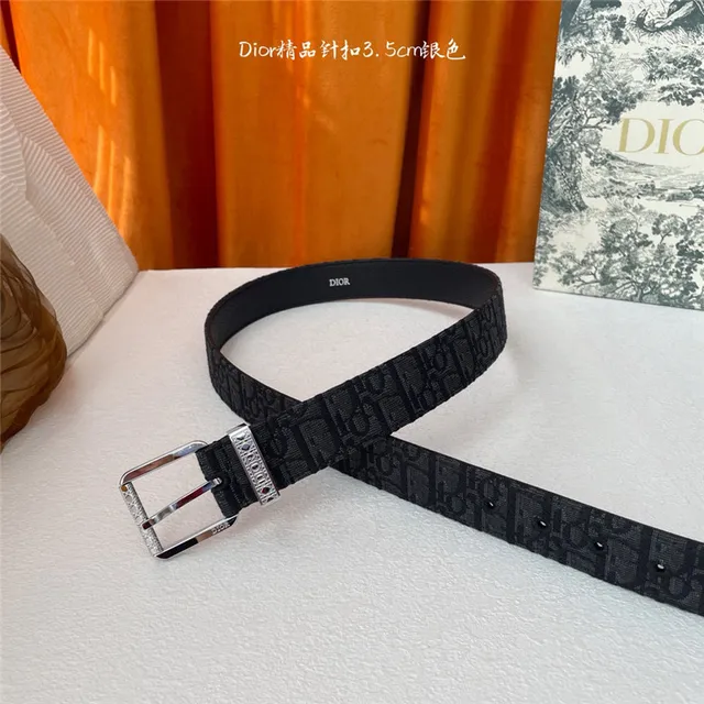 Dior Oblique Preto Prata Embossado Monogram Gunmetal Fivela de pino Cinto de couro 5