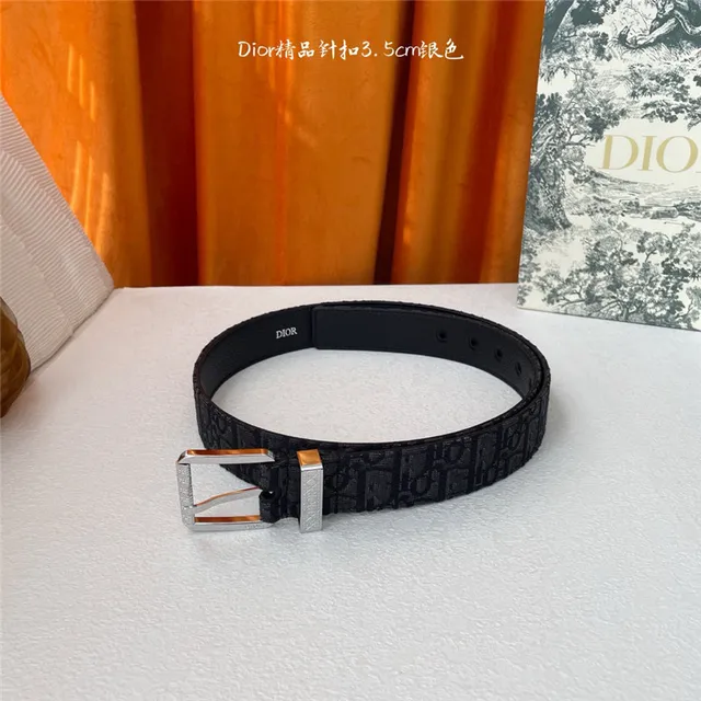 Dior Oblique Preto Prata Embossado Monogram Gunmetal Fivela de pino Cinto de couro 6