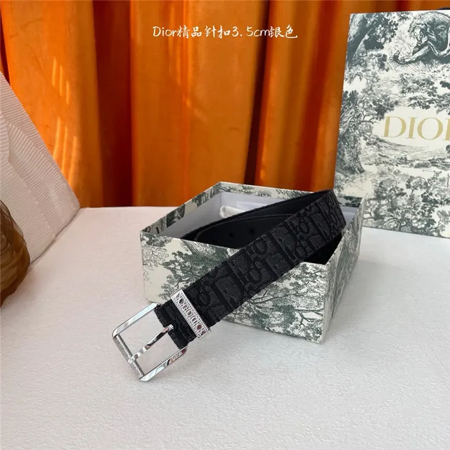 Dior Oblique Preto Prata Embossado Monogram Gunmetal Fivela de pino Cinto de couro 7