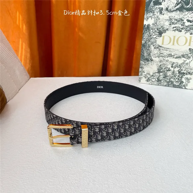 Dior Oblique Preto Prata Embossado Monogram Gunmetal Fivela de pino Cinto de couro 18