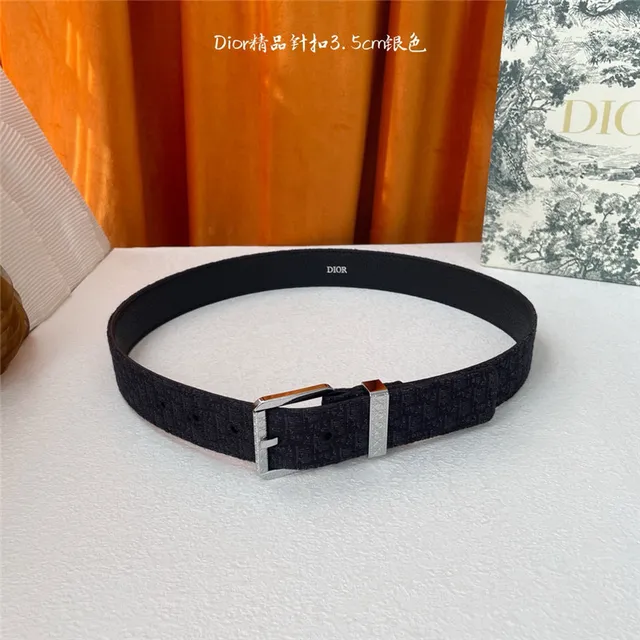 Dior Oblique Preto Prata Embossado Monogram Gunmetal Fivela de pino Cinto de couro 21