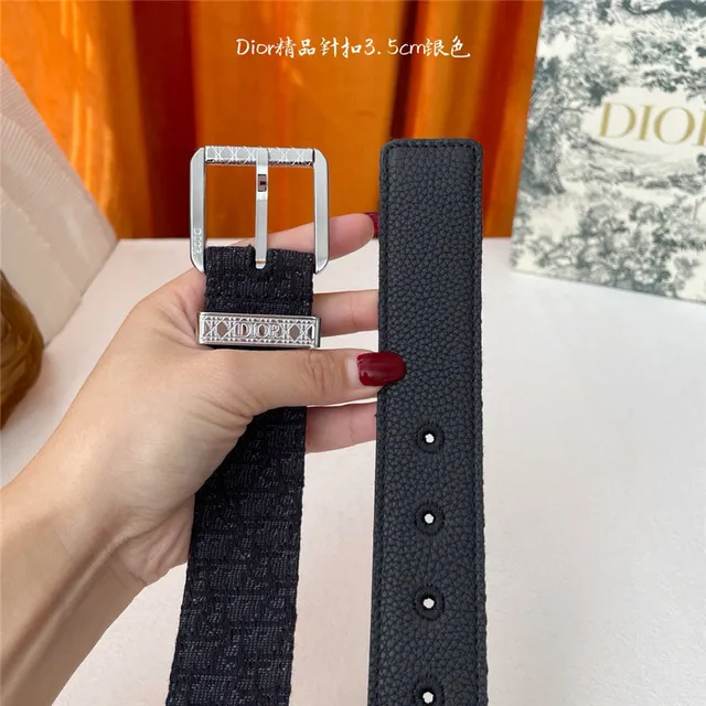 Dior Oblique Preto Prata Embossado Monogram Gunmetal Fivela de pino Cinto de couro 22