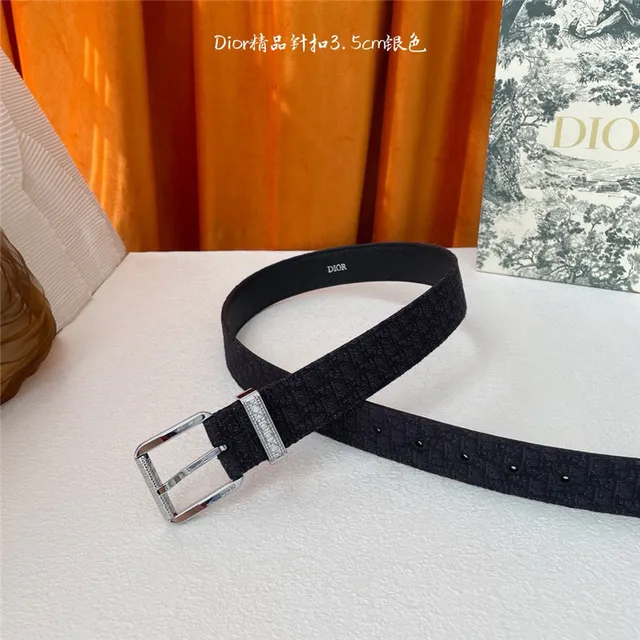 Dior Oblique Preto Prata Embossado Monogram Gunmetal Fivela de pino Cinto de couro 23