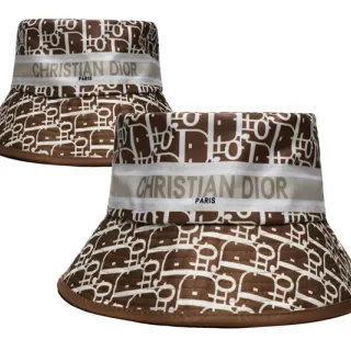 Dior Oblique Brown White Monogram Print Wide-Brimmed Bucket Hat