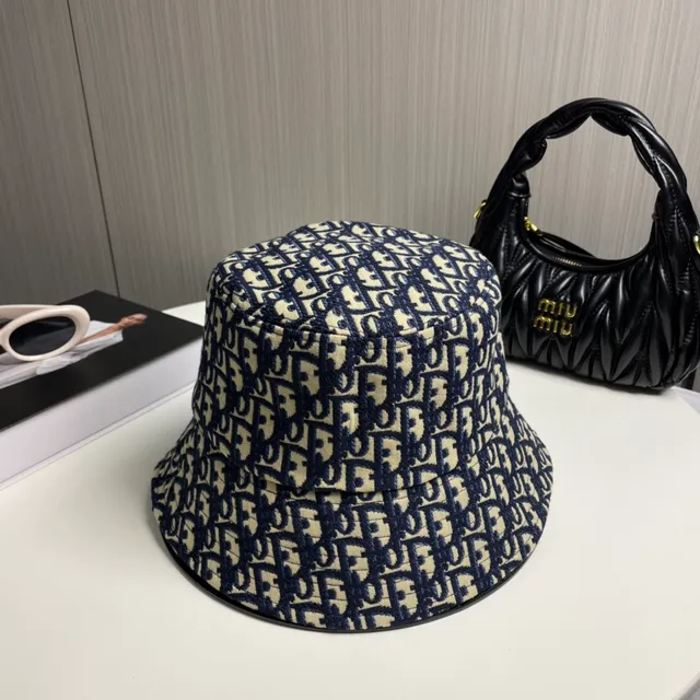 Dior Oblique Monogram Gold Embroidery Bucket Hat 4