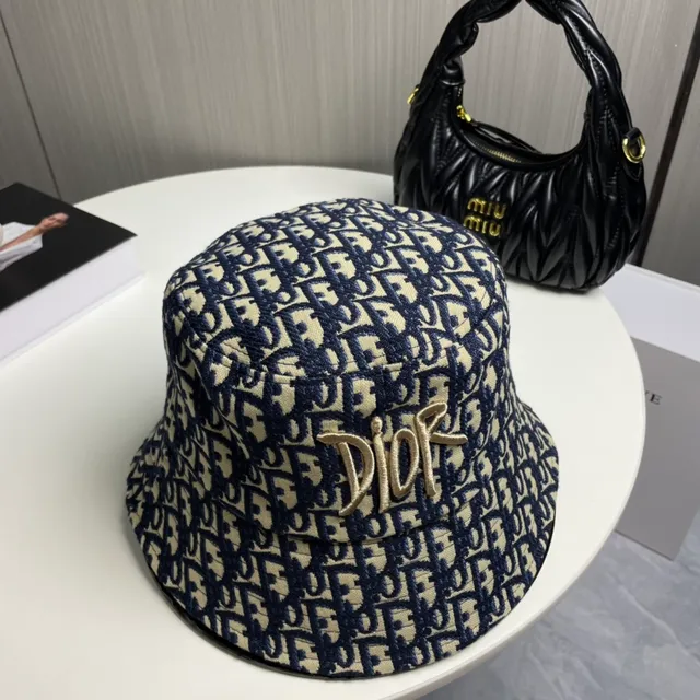 Dior Oblique Monogram Gold Embroidery Bucket Hat 6