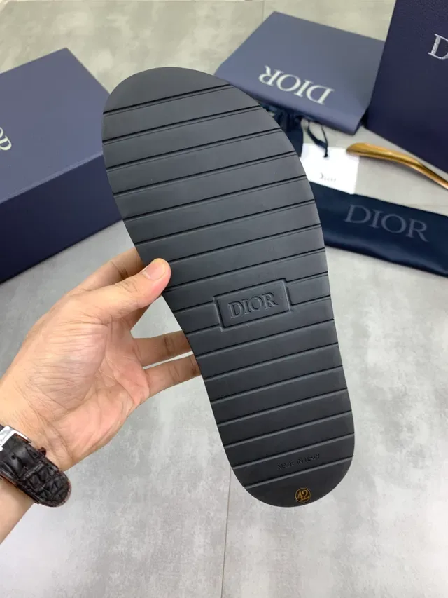Dior Oblique Slide Black Beige Double-Strap Buckle-Fastened Slippers 3