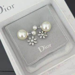 Dior Clous d'oreilles Perles et Cristal Floral Double Face