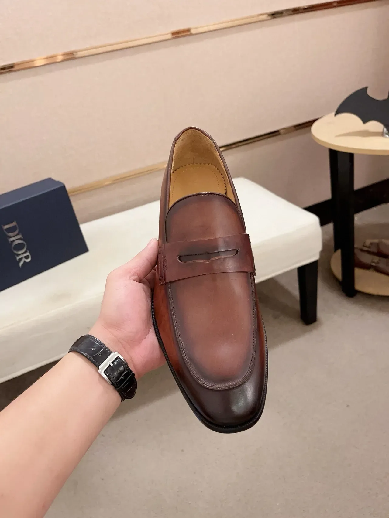 Dior Penny Loafer Brown Leather Men's Loafers 6