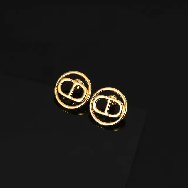 Dior Silver Gold Circular Double-Ring Frame Interlocked CD Monogram Earrings 3