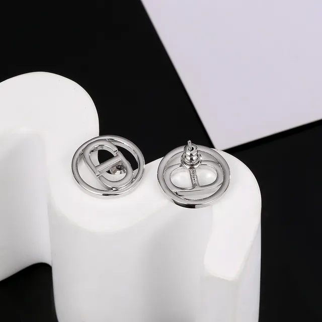Dior Silver Gold Circular Double-Ring Frame Interlocked CD Monogram Earrings 6