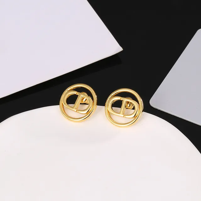 Dior Silver Gold Circular Double-Ring Frame Interlocked CD Monogram Earrings 7