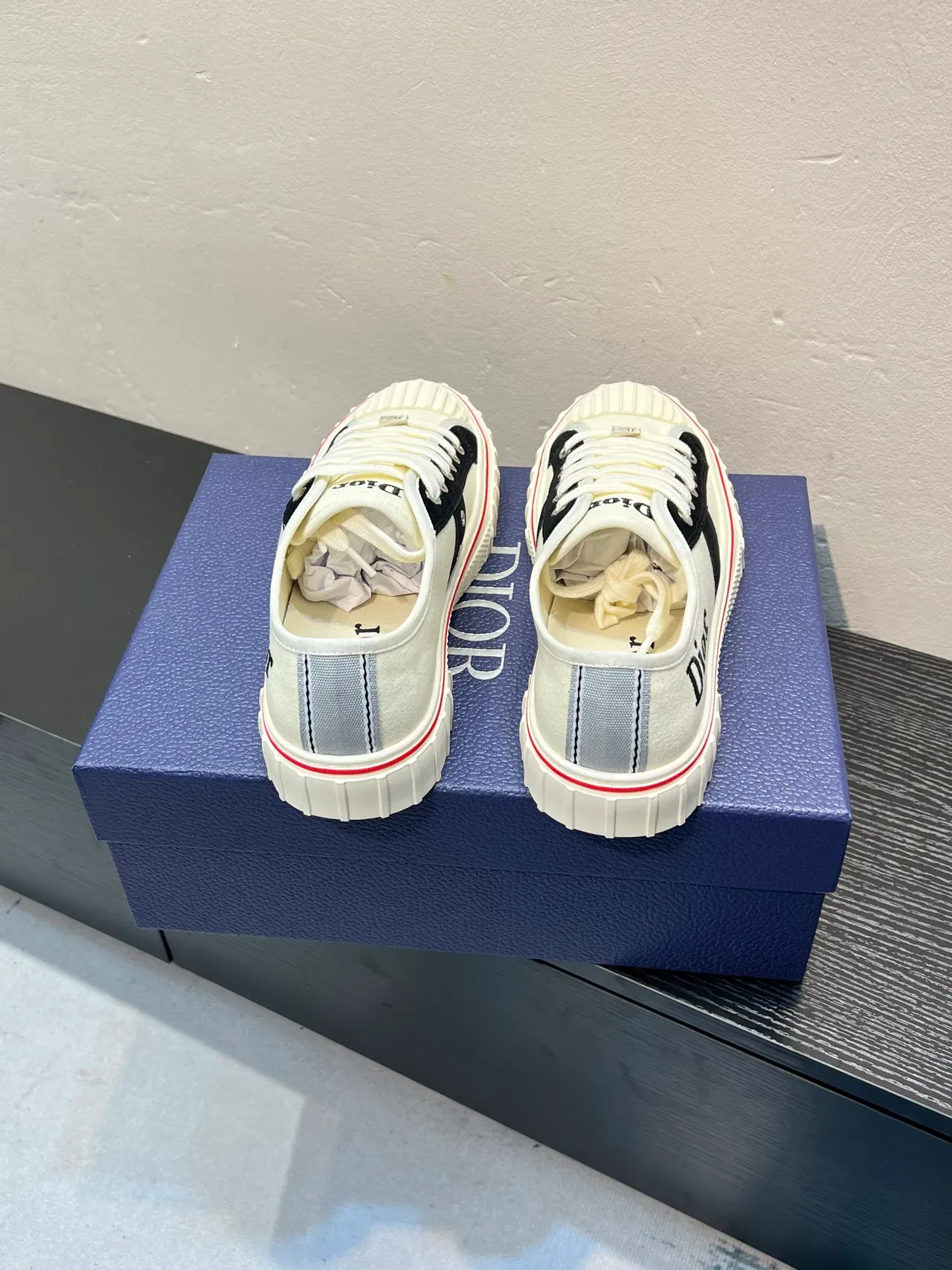 Dior White Black Canvas Upper Suede Cross Panel Sneakers 6