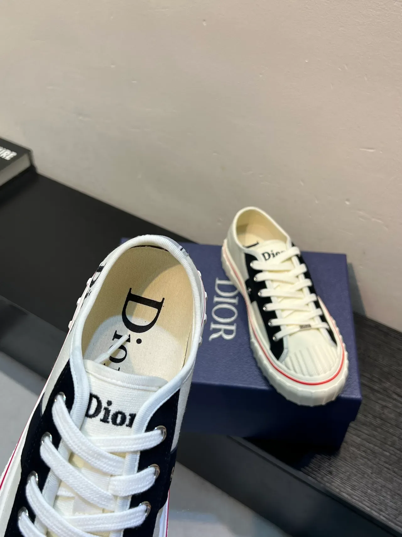 Dior White Black Canvas Upper Suede Cross Panel Sneakers 7