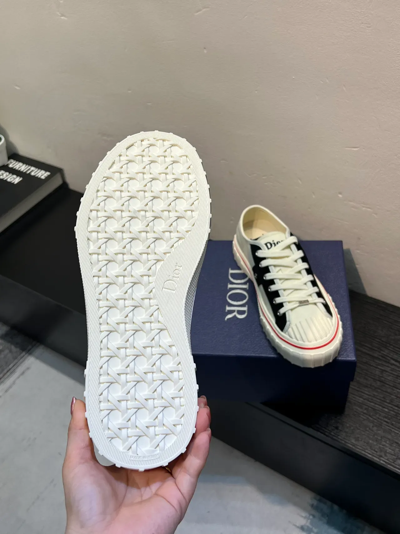Dior White Black Canvas Upper Suede Cross Panel Sneakers 9