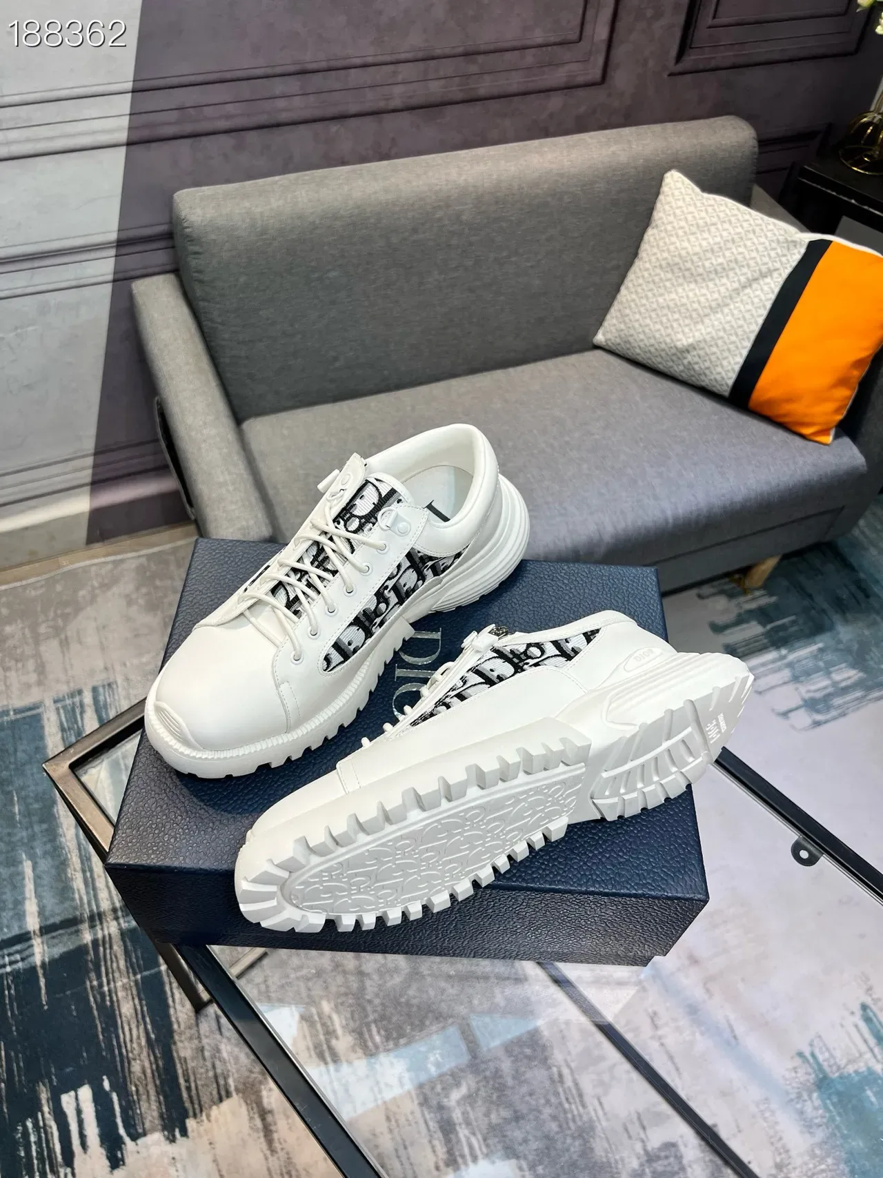 Dior White Black Chunky Sole Monogram Panel Lifestyle Sneakers 8