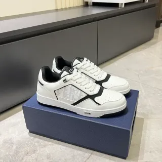 Dior Blanc Noir Low-Top Monogrammé Panneau Latéral Sneakers Lifestyle