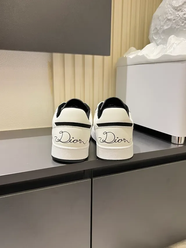 Dior White Black Low-Top Monogrammed Side Panel Lifestyle Sneakers 2