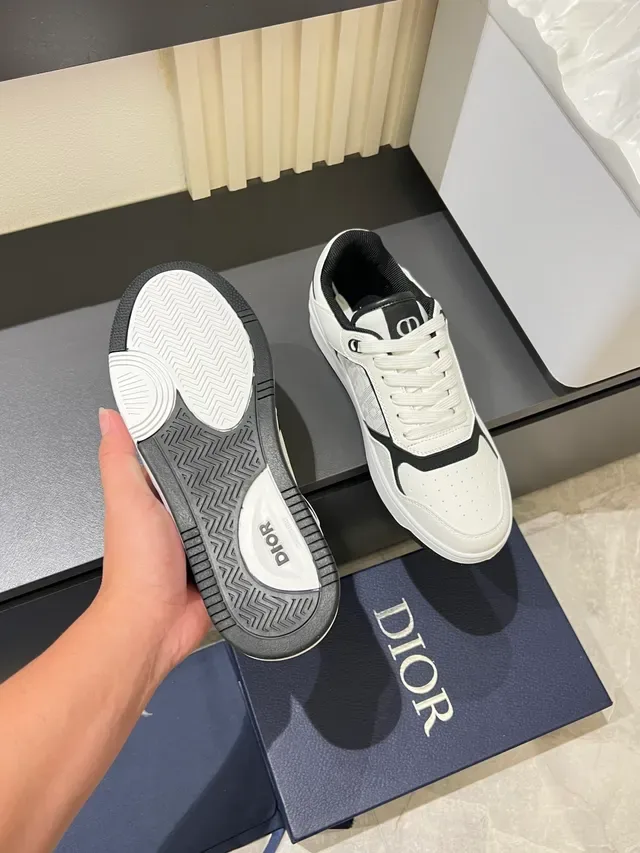 Dior White Black Low-Top Monogrammed Side Panel Lifestyle Sneakers 3
