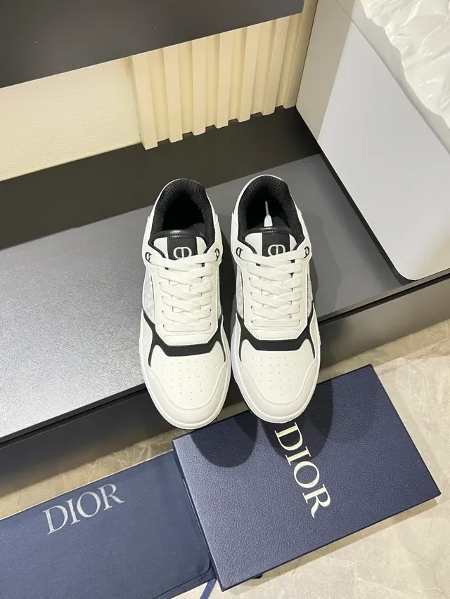 Dior White Black Low-Top Monogrammed Side Panel Lifestyle Sneakers 5