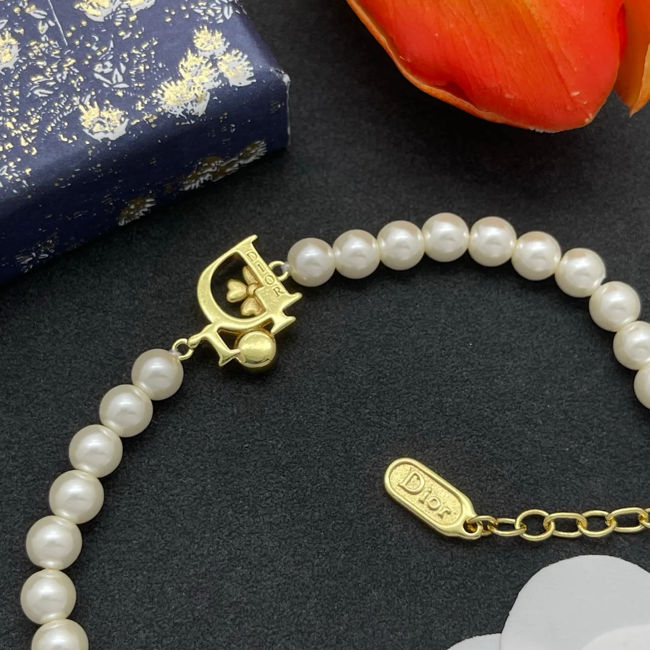 Dior White Gold Pearl Strand Hardware Bracelet 3