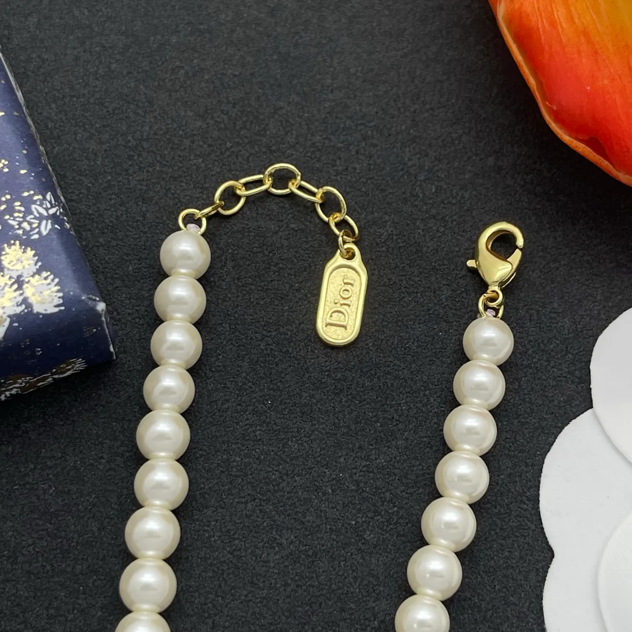 Dior White Gold Pearl Strand Hardware Bracelet 6