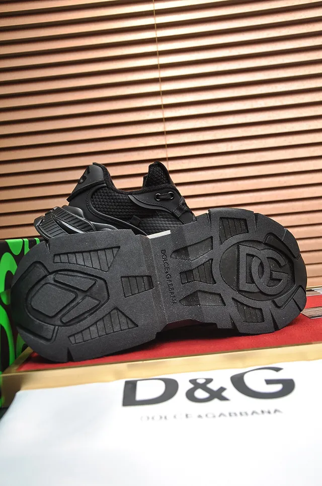 Dolce & Gabbana Black Monochrome Multi-Material Upper Chunky Sneakers 4