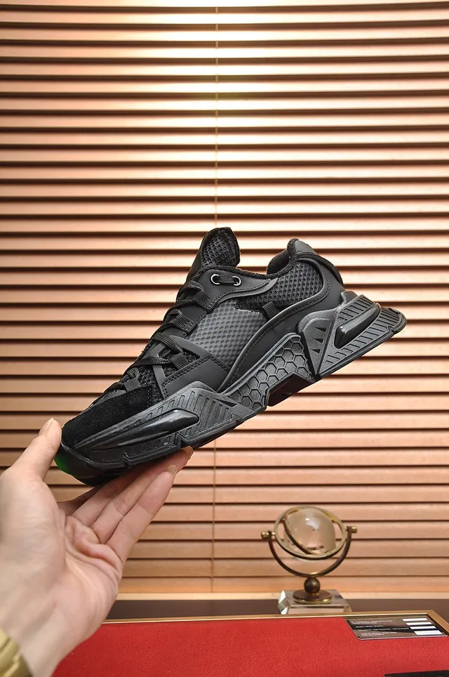 Dolce & Gabbana Black Monochrome Multi-Material Upper Chunky Sneakers 5