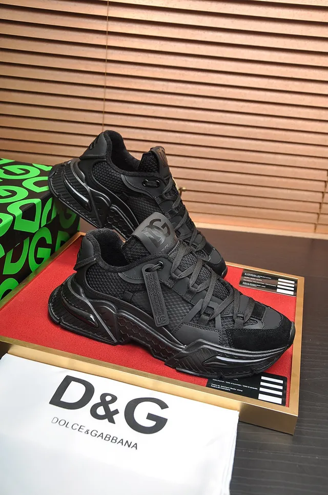Dolce & Gabbana Black Monochrome Multi-Material Upper Chunky Sneakers 6
