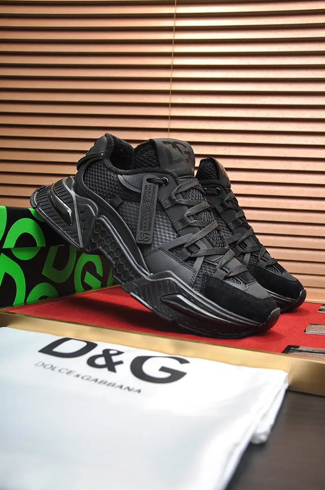 Dolce & Gabbana Black Monochrome Multi-Material Upper Chunky Sneakers 7