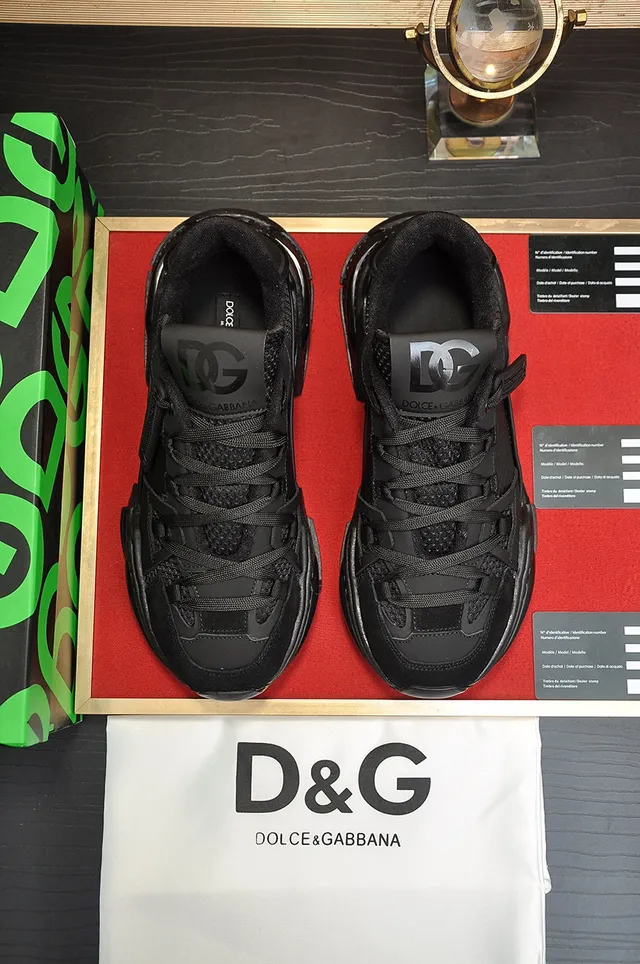 Dolce & Gabbana Black Monochrome Multi-Material Upper Chunky Sneakers 8