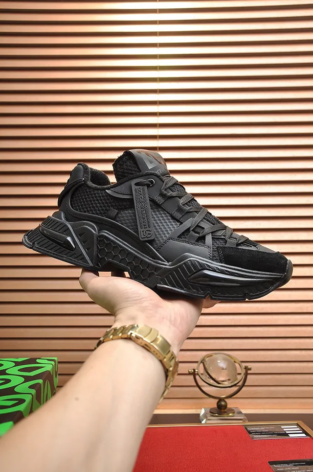 Dolce & Gabbana Black Monochrome Multi-Material Upper Chunky Sneakers 9