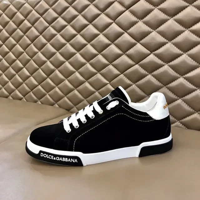 Dolce & Gabbana Sneakers Lifestyle avec Upper en Daim Noir et Blanc et Bande de Contraste au Milieu de la Semelle 2
