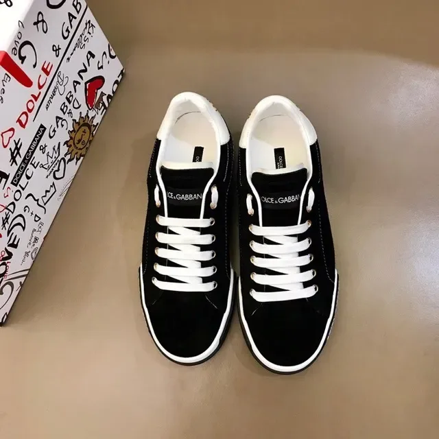 Dolce & Gabbana Sneakers Lifestyle avec Upper en Daim Noir et Blanc et Bande de Contraste au Milieu de la Semelle 3