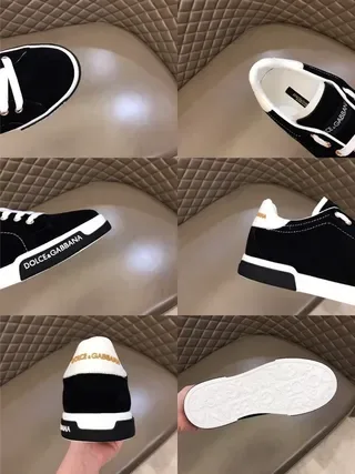 Dolce & Gabbana Sneakers Lifestyle avec Upper en Daim Noir et Blanc et Bande de Contraste au Milieu de la Semelle 4