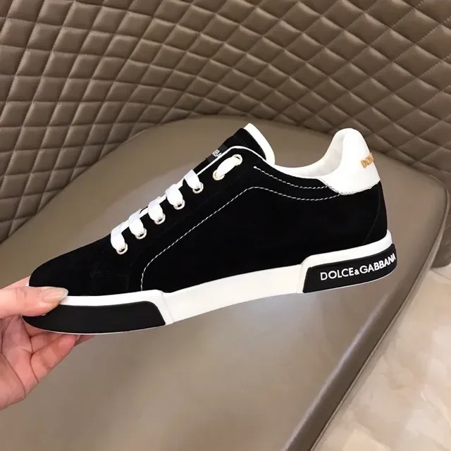 Dolce & Gabbana Sneakers Lifestyle avec Upper en Daim Noir et Blanc et Bande de Contraste au Milieu de la Semelle 5