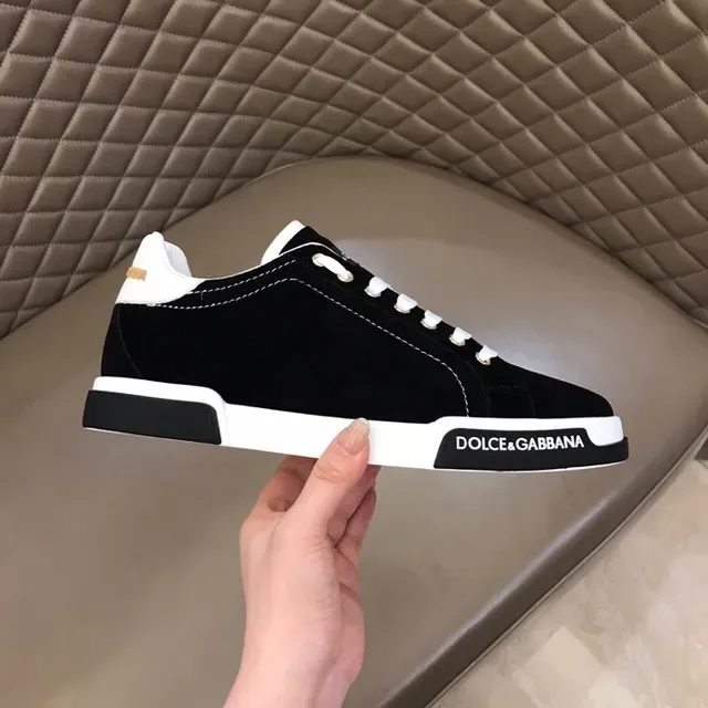 Dolce & Gabbana Sneakers Lifestyle avec Upper en Daim Noir et Blanc et Bande de Contraste au Milieu de la Semelle 6