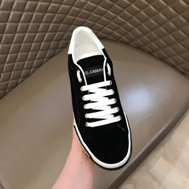 Dolce & Gabbana Sneakers Lifestyle avec Upper en Daim Noir et Blanc et Bande de Contraste au Milieu de la Semelle 9
