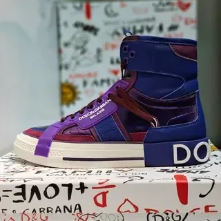 Dolce & Gabbana حذاء رياضي أزرق وبنفسجي عالي الارتفاع منصة للستايل الحياتي