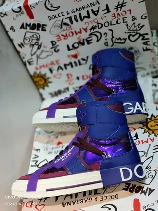 Dolce & Gabbana Tênis Lifestyle Azul e Roxo com Solado de Plataforma Alto 2