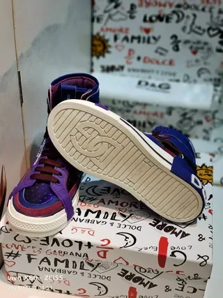 Dolce & Gabbana Tênis Lifestyle Azul e Roxo com Solado de Plataforma Alto 3