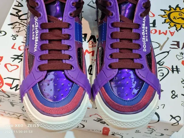 Dolce & Gabbana Tênis Lifestyle Azul e Roxo com Solado de Plataforma Alto 4