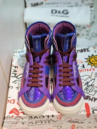 Dolce & Gabbana Tênis Lifestyle Azul e Roxo com Solado de Plataforma Alto 5