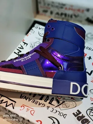 Dolce & Gabbana Tênis Lifestyle Azul e Roxo com Solado de Plataforma Alto 7