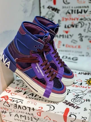 Dolce & Gabbana Tênis Lifestyle Azul e Roxo com Solado de Plataforma Alto 8