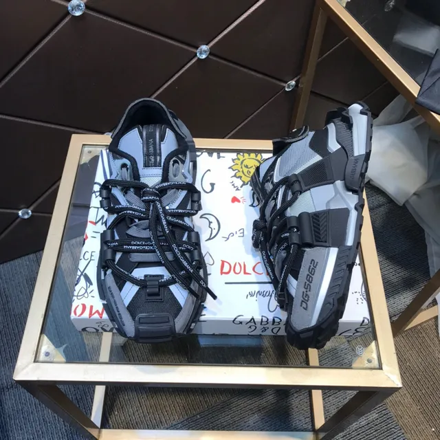 Dolce & Gabbana NS1 Cinza Preto Sandália-Sneaker Híbrida Construção Multi-Alça Tênis Chunky 2